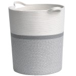 INDRESSME Baby Laundry Basket for Nursery, Kids Laundry Hamper, Tall Storage Basket for Living Room, Rope Basket for Blankets, Clothes, 17 x 15 x 13 inches, Grey