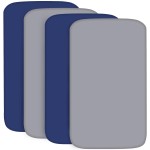 4-Pack Fitted Crib Sheets for Boys and Girls - Breathable, Soft Microfiber Baby Sheets in Grey and Navy