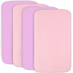 4-Pack Fitted Crib Sheets for Boys and Girls - Breathable, Soft Microfiber Baby Sheets in Pink and Violet