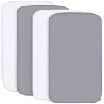 4-Pack Fitted Crib Sheets for Boys and Girls - Breathable, Soft Microfiber Baby Sheets in Grey and White