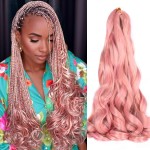 French Curl Braiding Hair,Loose Wave Braiding Hair 8 Packs 24 Inch 75g/Pack Silky Crochet Braids Spanish Curly Synthetic Pink Spiral Curl Braiding Hair Extensions (24 Inch,8 Packs,MP2)