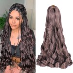 French Curl Braiding Hair Spanish Curly Braiding Hair for Box Braids 8 Packs Bouncy Curly Crochet Hair 24 inch Pre Stretched Synthetic Hair Extensions(Pack of 8,BT01)