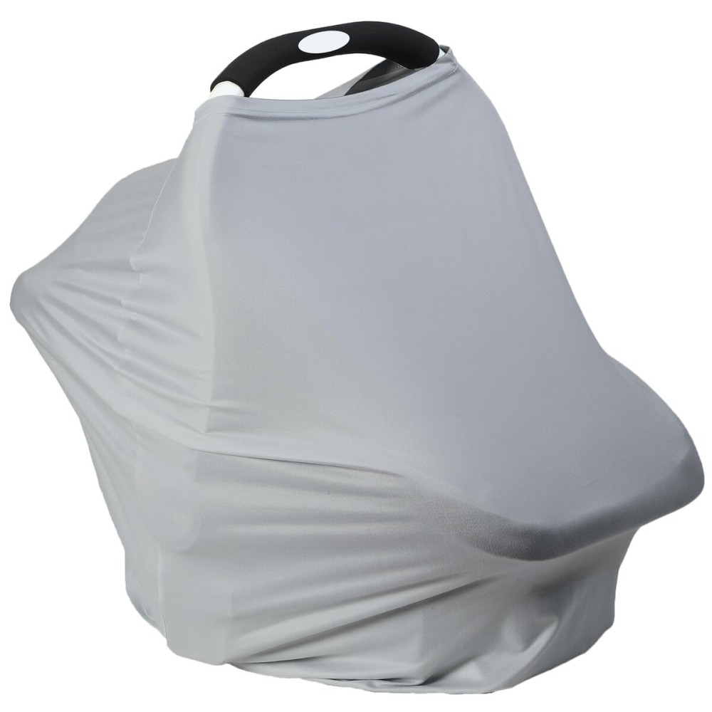 Breathable Car Seat Cover for Babies - Multi-Purpose Soft Rayon Nursing Cover for Breastfeeding, High Stretchy Infant Carseat Canopy, Stroller Cover (Smooth Rayon, Light Grey)