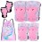 FIODAY Knee Pads for Kids Toddler Knee Pads and Elbow Pads Wrist Guards with Drawstring Bag Adjustable Protective Gear Set for Girls Boys Skating Cycling Skateboard Scooter,3-8 Years,Light Pink