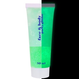 MEICOLY Neon Green Body Glitter Gel,UV Blacklight Chunky Face Glitter Gel,Glow in The Dark Glitter Paint,Singer Concert Music Festival Party Rave Accessories,Halloween Glitter Makeup for Women,50ml