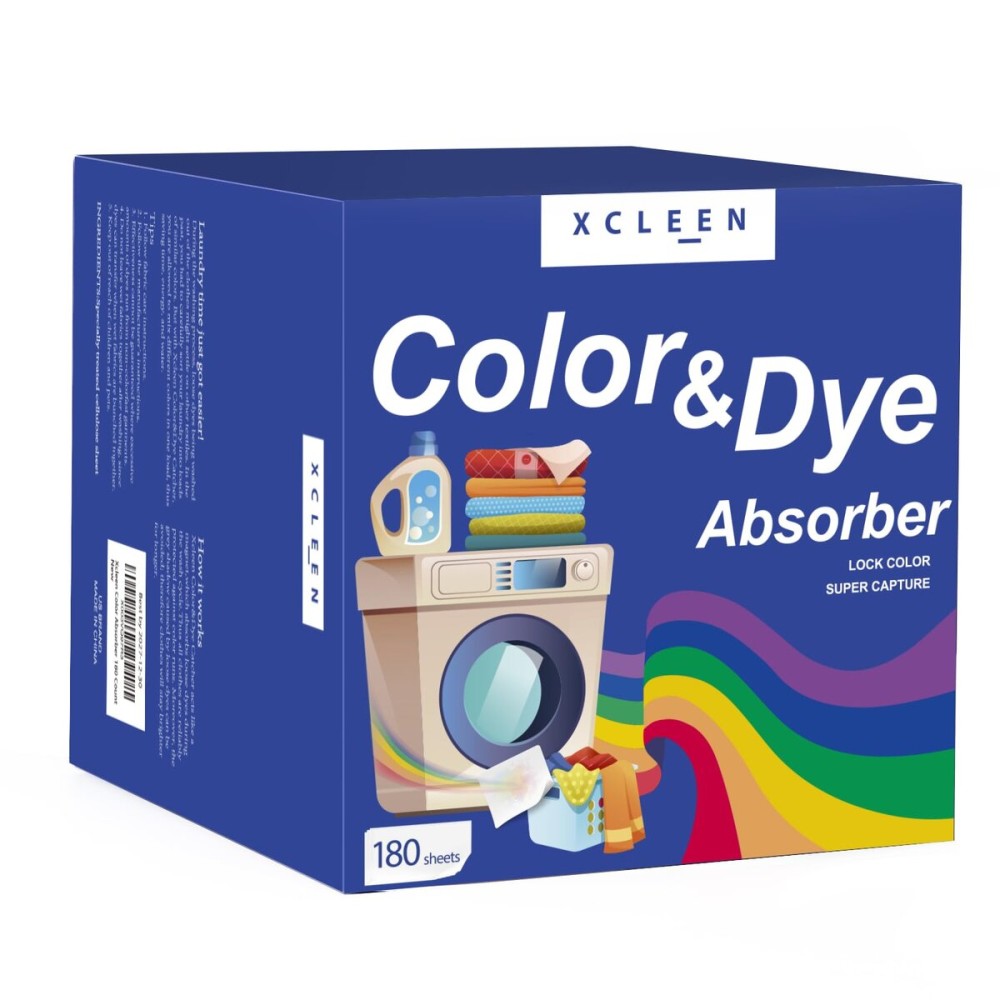 Xcleen Color Dye Trapping for Laundry 180 Count, Fragrance Free Dye Catcher Laundry Sheets, Prevent Clothes from Smearing, Color trapping Sheets for Home Apartment or School