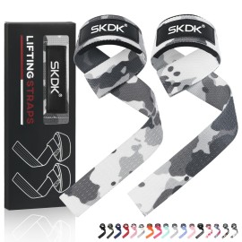 SKDK Cotton Hard Pull Wrist Lifting Straps Grips Band-Deadlift Straps with Neoprene Cushioned Wrist Padded and Anti-Skid Silicone - for Weightlifting, Bodybuilding, Xfit, Strength Training