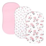 PHF 3 Pack Soft Bassinet Sheets, Rose Floral Breathable Comfy Cradle Sheets for Baby Girls, No Slip Universal Fit for Most Cradle and Bassinet Mattress, Rose Floral