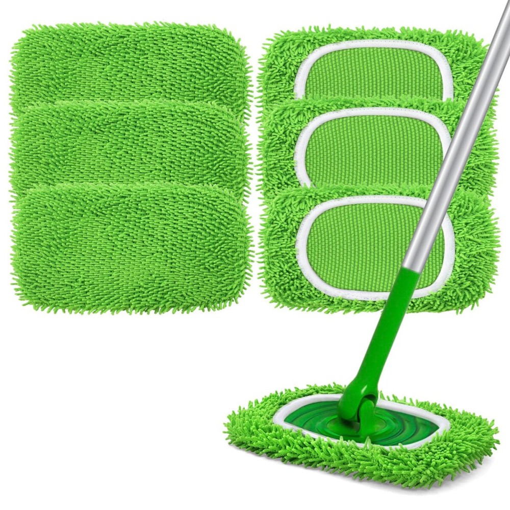 Yicotira Reusable Wet Pads Refill for Swiffer Sweeper Mop - Dry Sweeping Cloths & Wet Mopping Cloths for Household Cleaning - Washable Microfiber Pads for Mopping Floors - 6 Pack (Mop is not Included)
