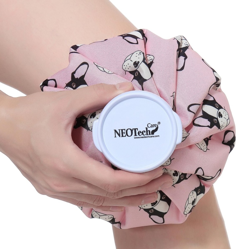 NeoTech Care Ice Bag, Screw Top Fillable, Reusable (Pink Bulldog Design, 8 inch)