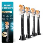 Philips Sonicare A3 All-in-One - Genuine Replacement Electric Toothbrush Heads, Black, 4 Pack One Year Supply, HX9094/95