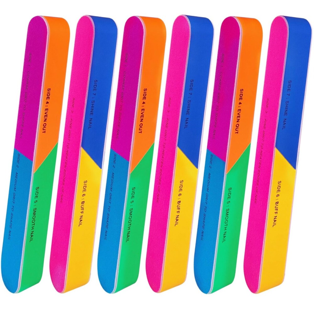 7 Way Nail Buffer (6 Pcs), Nail Buffers Blocks for Natural Nails Shine Smoother Buffing Block for Shinning Fingernail Emery Board Buffing Blocks (6 Pcs Shine Buffer 7 Way)