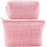 ZLFSRQ 2Pcs Makeup Bag for Women Trendy Large Capacity Cosmetic Bags Plush Pencil Case Pink Checkered Pouch for Purse Coquette Zippered Toiletry Bag Organizer Y2K Aesthetic Pencil Pouch