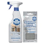 Bar Keepers Friend Stainless Steel Cleaner and Polish Spray (16 oz) Plus 1 Microfiber Cleaning Cloth, 2pc Cleaning Kit to Remove Oily Fingerprints, Grime and Food Debris without Dulling Surfaces