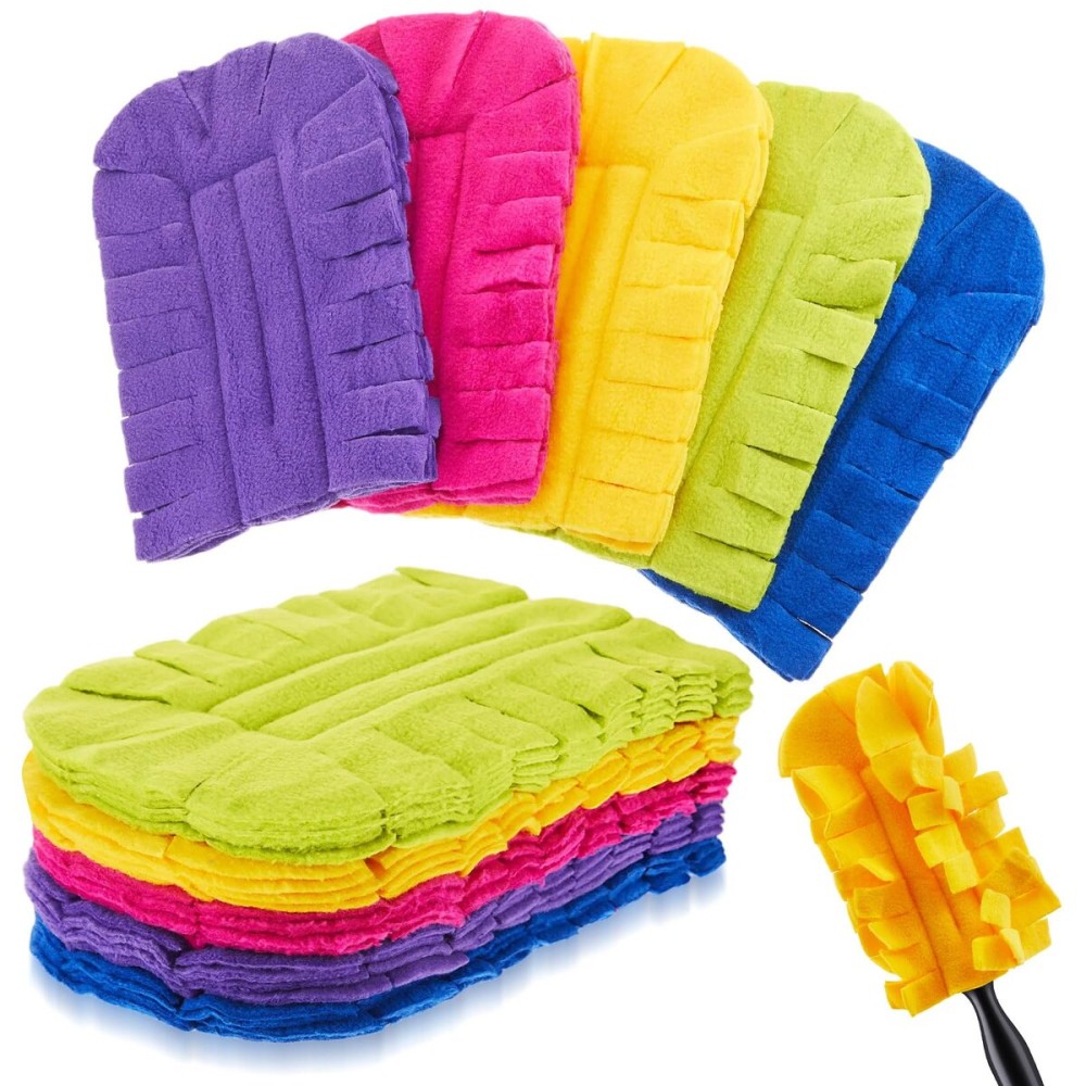 Zubebe 12 Pcs Duster Refill Reusable Fleece Duster Refills Feather Flat Dusters Multi Surface Washable Cleaning Pads Tools for Home, Blinds, Car, Pet, Furniture, Fans (Dark Color)