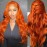 Ginger Lace Front Wigs Human Hair Pre Plucked 13x4 Colored Ginger Human Hair Lace Front Wigs 200 Density Orange 88J Color 22 Inch