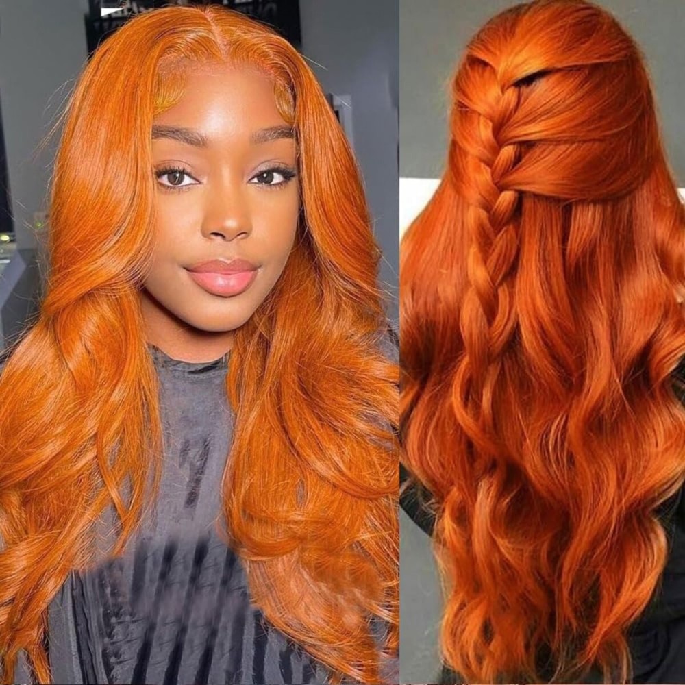 Loyom Ginger Lace Front Wigs Human Hair 13x4 Ginger Orange Body Wave Lace Front Wigs Human Hair Pre Plucked 200 Density Ginger Frontal Wig 20 Inch