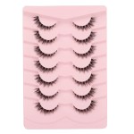 Gmagictobo Natural Lashes Short Wispy Cat Eye False Eyelashes Clear Band Fake Eyelashes Pack 7 Pairs Soft Strips Fake Eye Lashes