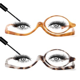 JM 2 Pairs Makeup Reading Glasses Magnifying Flip Down Cosmetic Readers for Women with Spring Hinge +1.25