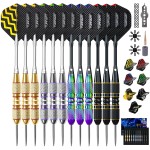 Turnart Darts Metal Tip Set - Steel Tip Darts Darts Set Professional Metal Darts 12 pcs 22/24 Grams Pro Dart Set with Stylish Case Aluminum Shafts Extra 9 Flights