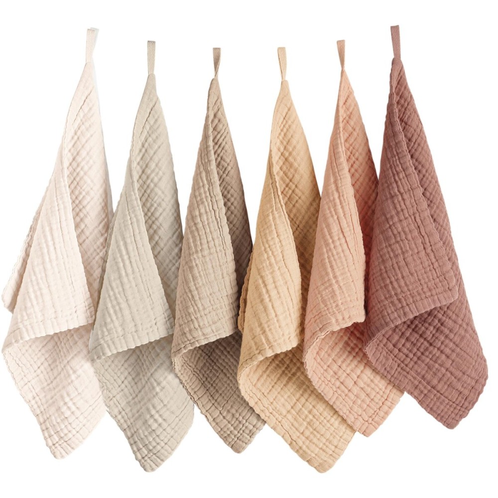 Konssy 6 Pack Face Cloths, Soft Wash Cloth for Washing Face, Cotton Face Towels for Sensitive Skin Women Facial Makeup Remover Reusable Absorbent Washcloths 11 x 11 Inch