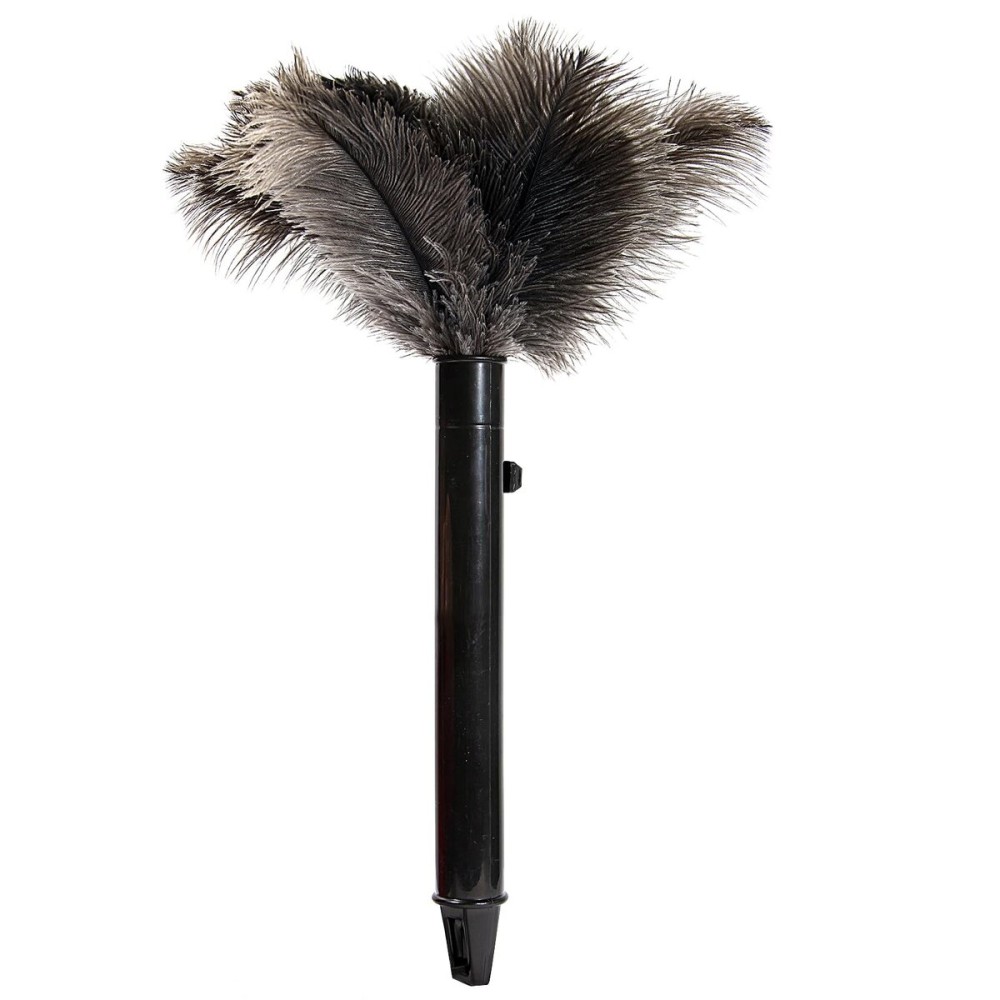 iHUFeather Retractable Ostrich Feather Duster for Cleaning, Fluffy and Natural Feather Duster with Retractable Handle Reusable Eco-Friendly Handheld Cleaning Supplies (15 inch)