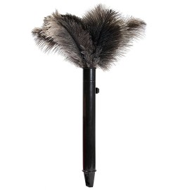 iHUFeather Retractable Ostrich Feather Duster for Cleaning, Fluffy and Natural Feather Duster with Retractable Handle Reusable Eco-Friendly Handheld Cleaning Supplies (15 inch)