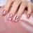 ELEVENAIL Press On False Nails Cool Sweet Metallic Mirror Pink Nail Art Tips Salon Women Girls DIY Manicure Reusable Acrylic Medium Length Squoval Stick On Fake Nails for Daily Office Home Party