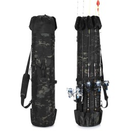 Wowelife Fishing Rod Bag Black Camo, Fishing Rod Case Carrier Bag, Upgraded Fishing Pole Bag Backpack for Fishing and Traveling, A Fishing Gifts for Men, Father and Friends