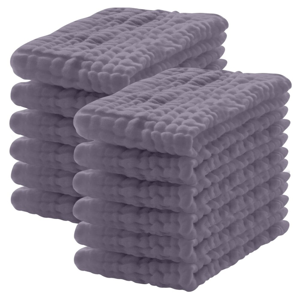 Lovely Care 12 Pack Muslin Burp Cloths 100% Cotton Muslin Cloths Large 20\'\'x10\'\' Extra Soft and Absorbent Baby Burping Cloth - Grey