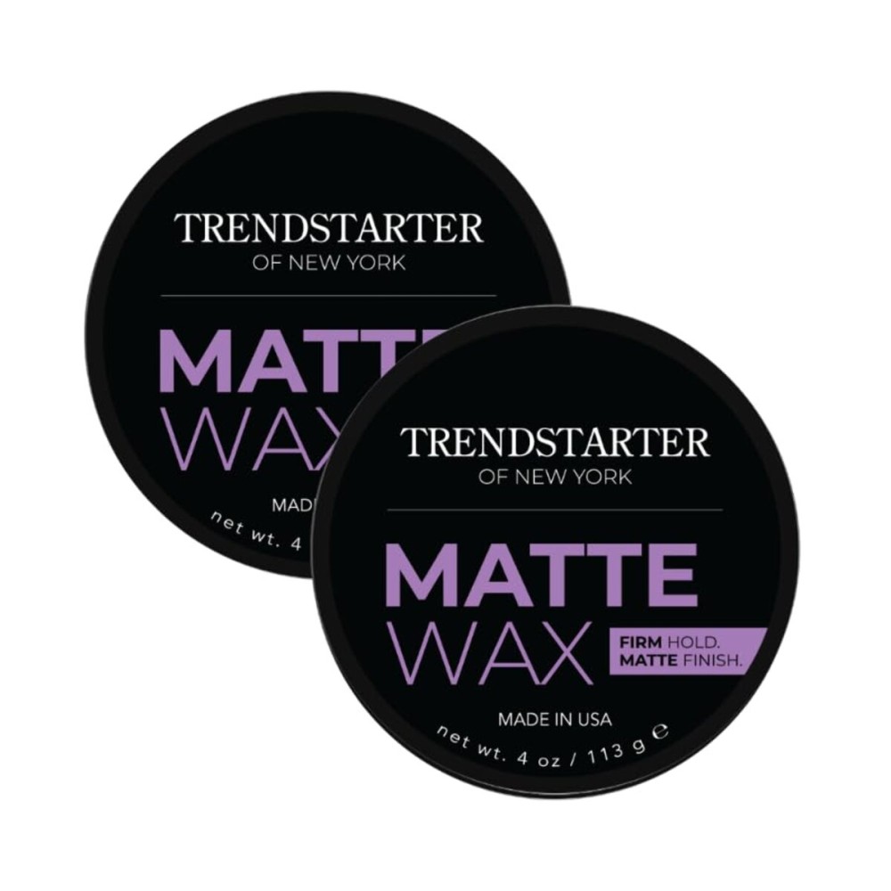 TRENDSTARTER Matte Wax (4oz) (PACK of 2) - Firm Hold, Matte Finish, Premium Water Based All-Day Styling Pomade for Men, Flake-Free for All Hair Types