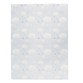 EVERYDAY KIDS Large Ultra Soft Fleece Baby Blanket for Boys; Fleece Toddler Boy Blanket Measures 30 x 40; Pastel Blue Clouds and Star Sky Design