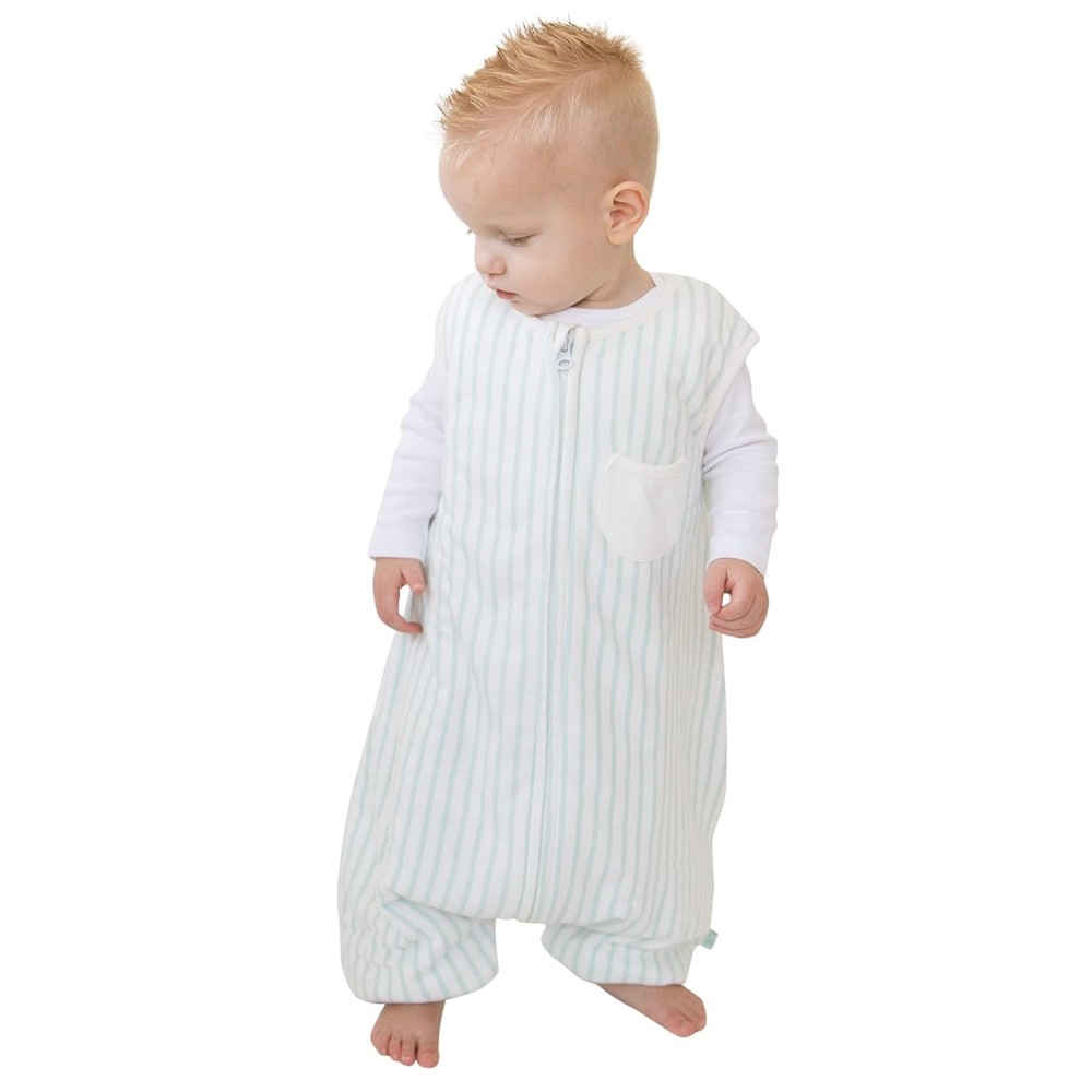 Tealbee Dreamsuit Toddler Sleep Sack with Feet - Walker Sleep Bag with Legs, Rayon made from Bamboo, Winter 1.5 TOG, 2-Way Zipper, 3T-4T - Stripes