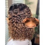 14 Inch Highlight Blonde Wear and Go Glueless Curly Bob Wig Human Hair Pre Plucked, Glueless Pre cut HD Lace Front Wigs Human Hair,Water Wave No Glue wigs, Natural Hairline for Women 200% Density