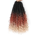 Wodun 14inch Goddess Box Braids Crochet Hair Crochet Box Braids Curly Ends 3X Bohemian Crochet Box Braids Hair Synthetic Crochet Hair Extensions 16strands/pack(14inch(Pack of 8), 1B/30/613)
