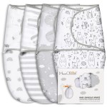 Mama Cheetah Preemie Swaddle Sack, Organic Swaddling Sleep Sacks for Preemies, Preemie Swaddle Blanket Wrap, Easy Swaddles for Premature Baby Boy Girl 4-7 lbs, Newborn Essentials, 4-Pack, Grey