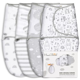 Mama Cheetah Preemie Swaddle Sack, Organic Swaddling Sleep Sacks for Preemies, Preemie Swaddle Blanket Wrap, Easy Swaddles for Premature Baby Boy Girl 4-7 lbs, Newborn Essentials, 4-Pack, Grey