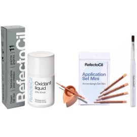 RefectoCil Graphite (1.1) Hair Tinting Kit Includes Cream Hair Dye + Liquid Oxidant 3% + Application Set & Mixing Dish
