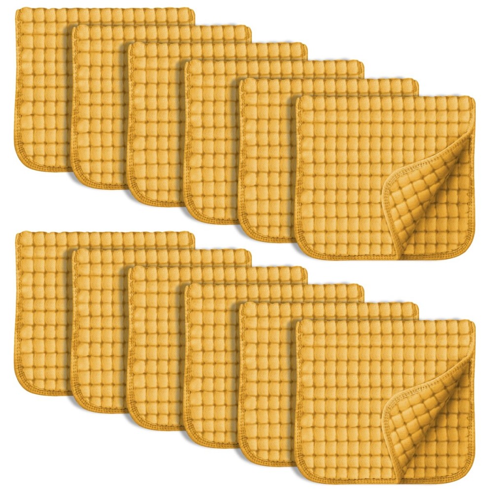 SWEET DOLPHIN 12 Pack Muslin Burp Cloths Large 100% Cotton Hand Washcloths for Baby - Baby Essentials Extra Absorbent and Soft Boys & Girls Milk Spit Up Rags for Newborn Registry - Honey, 20 X10