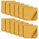 SWEET DOLPHIN 12 Pack Muslin Burp Cloths Large 100% Cotton Hand Washcloths for Baby - Baby Essentials Extra Absorbent and Soft Boys & Girls Milk Spit Up Rags for Newborn Registry - Honey, 20 X10