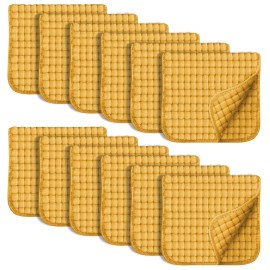 SWEET DOLPHIN 12 Pack Muslin Burp Cloths Large 100% Cotton Hand Washcloths for Baby - Baby Essentials Extra Absorbent and Soft Boys & Girls Milk Spit Up Rags for Newborn Registry - Honey, 20 X10