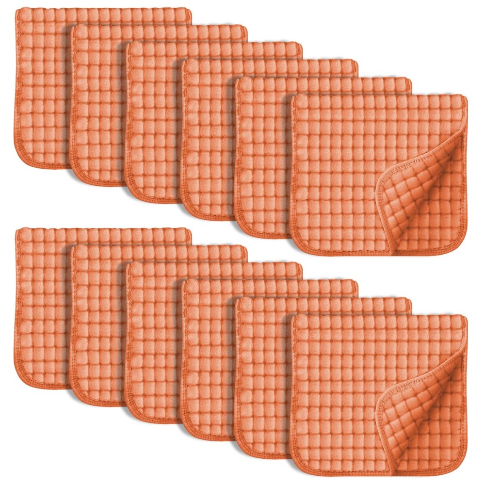 SWEET DOLPHIN 12 Pack Muslin Burp Cloths Large 100% Cotton Hand Washcloths for Baby - Baby Essentials Extra Absorbent and Soft Boys & Girls Milk Spit Up Rags for Newborn Registry - Vermilion, 20 X10