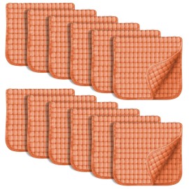 SWEET DOLPHIN 12 Pack Muslin Burp Cloths Large 100% Cotton Hand Washcloths for Baby - Baby Essentials Extra Absorbent and Soft Boys & Girls Milk Spit Up Rags for Newborn Registry - Vermilion, 20 X10