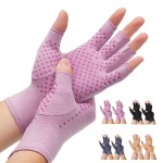 DRNAIETY 2-Pair Arthritis Compression Gloves- for Hand Arthritis, Carpal Tunnel Pain, Rheumatoid Arthritis, RSI, Fingerless, Anti-Slip, Breathable Gloves for Men & Women, Typing, Daily Use(L Purple)