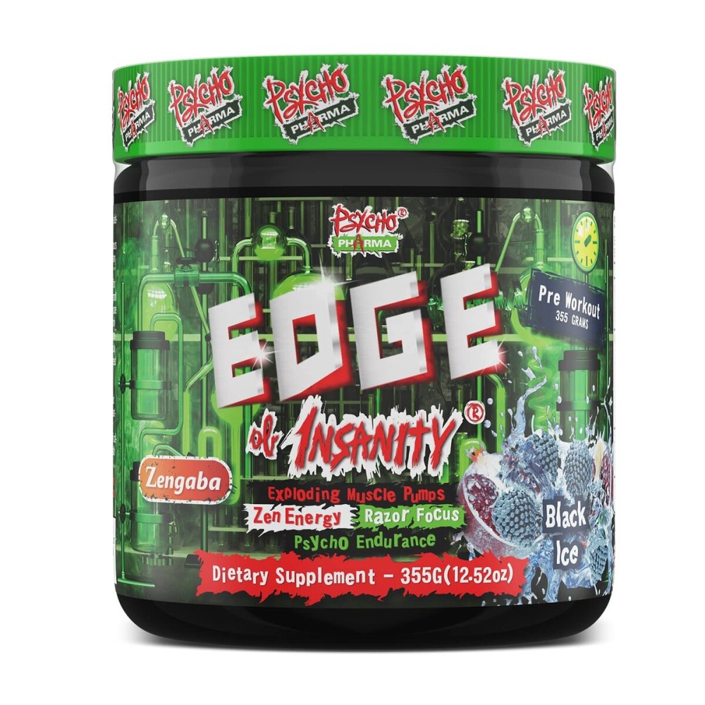 Psycho Pharma New Perfect Powders with Zengaba Energy Feel Good Focus Edge of Insanity - Most Intense Workout Powder for Focus, Strength & Energy (MaliBlue Blast)