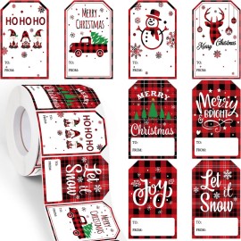 Zonon 720 Pieces Self Adhesive Christmas Gift Tag Xmas Kraft Name Tags Natural Kraft Xmas Stickers Paper Tags Labels for Christmas Decoration(Snowman Style)