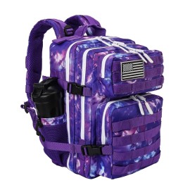 LHI Tactical Military Backpack for Men and Women 25L Army Assault Pack Bag Large Rucksack with Molle System-Purple Camo