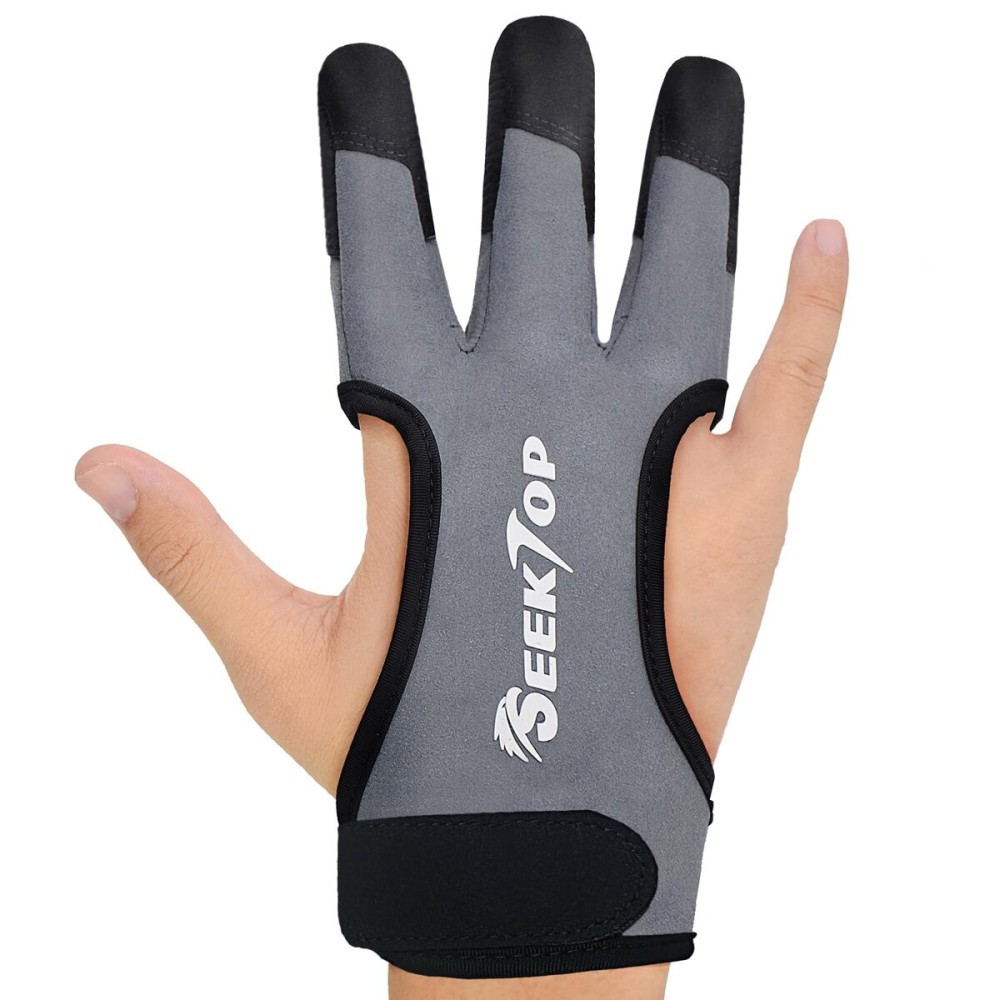 Seektop Archery Gloves Shooting Hunting Leather Three Finger Protector for Youth Adult Beginner