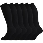 +MD 6 Pairs Compression Socks (15-20mmHg) for Women & Men - Cushion Knee High Socks for Running, Medical, Athletic, Nurses, Travels, Edema, Anti-DVT, Varicose Veins, Shin Splints 6Black 13-15