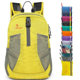 sinotron 22L Lightweight Packable Hiking Backpack, Small Hiking Backpack Day Pack for Women Men Travel Camping Vacation (yellow)
